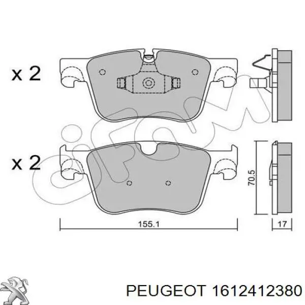 Do koszyka 1612412380 Peugeot/Citroen Klocki hamulcowe przednie tarczowe