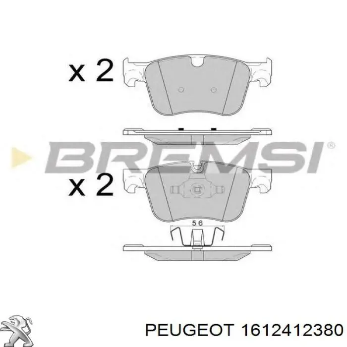 Do koszyka 1612412380 Peugeot/Citroen Klocki hamulcowe przednie tarczowe