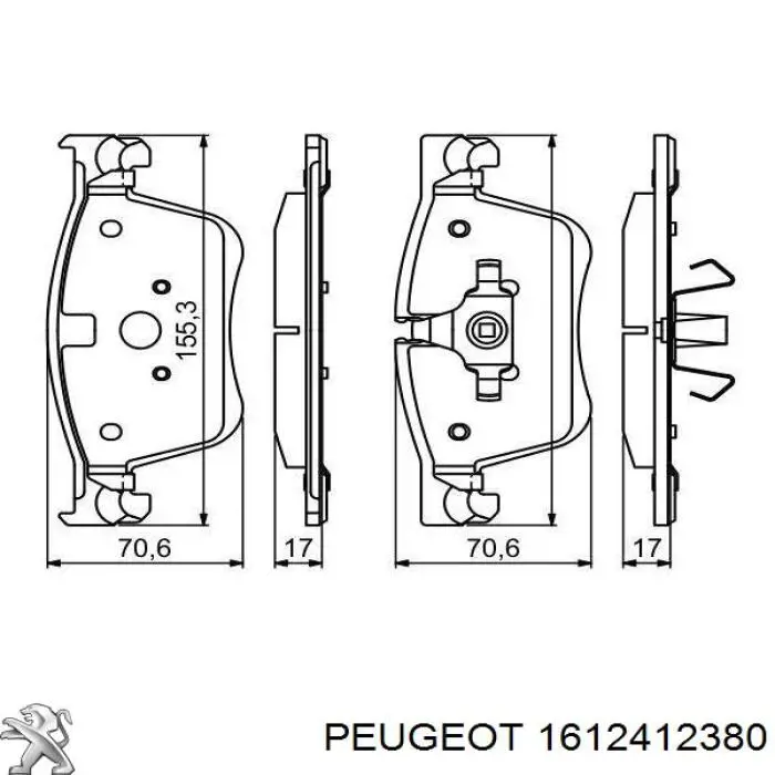 Klocki hamulcowe przednie tarczowe Peugeot/Citroen 1612412380