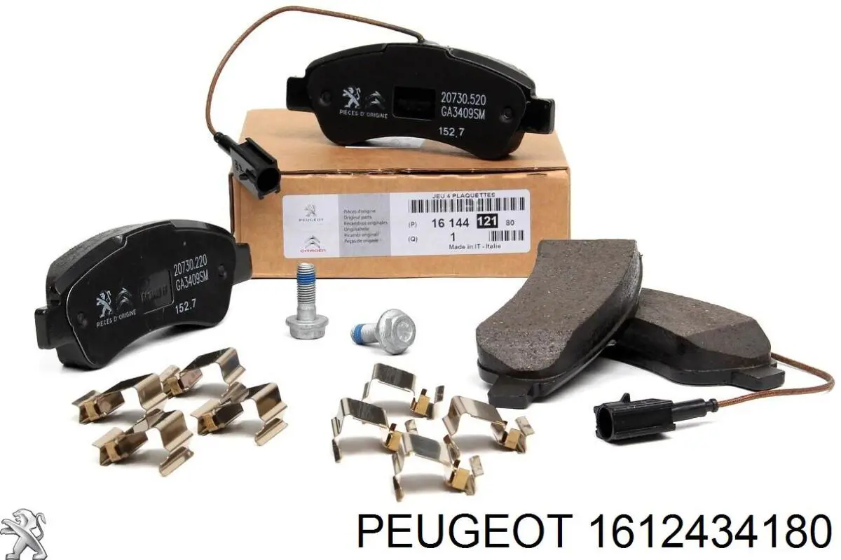 1612434180 Peugeot/Citroen Okładziny (klocki) do hamulców tarczowych tylne
