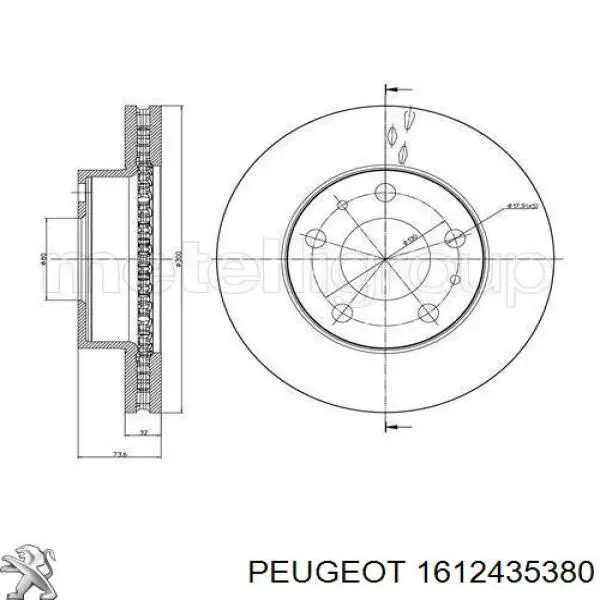 Tarcza hamulcowa przednia Peugeot/Citroen 1612435380 cena, od 74,91 USD