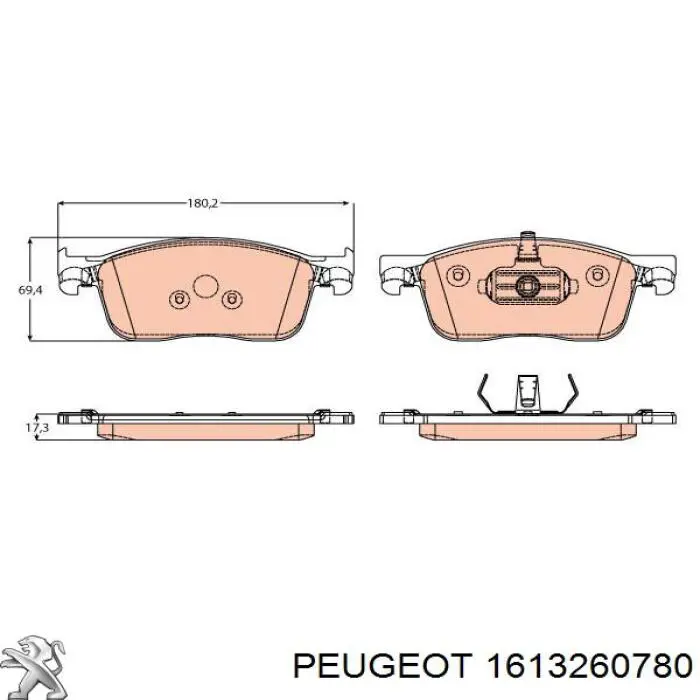 Klocki hamulcowe przednie tarczowe Peugeot/Citroen 1613260780