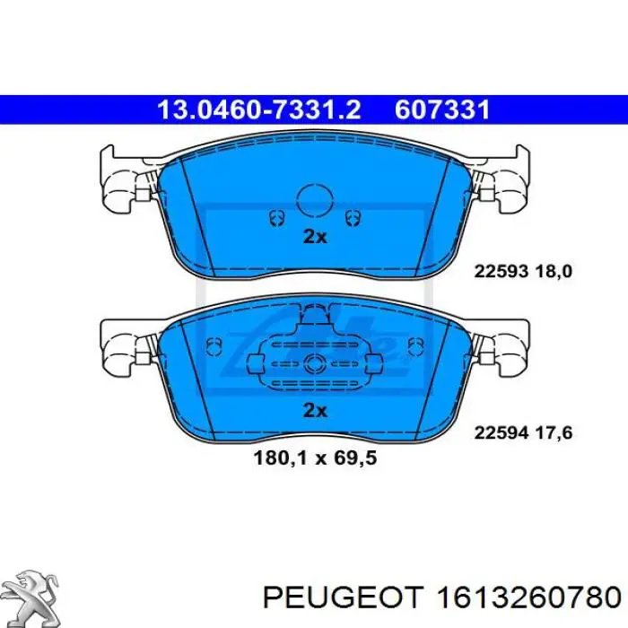 1613260780 Peugeot/Citroen Klocki hamulcowe przednie tarczowe