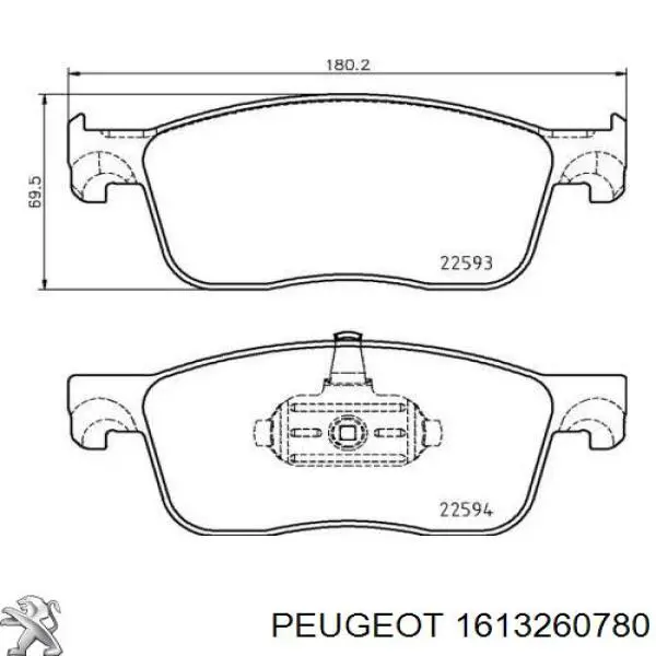Klocki hamulcowe przednie tarczowe 1613260780 Peugeot/Citroen