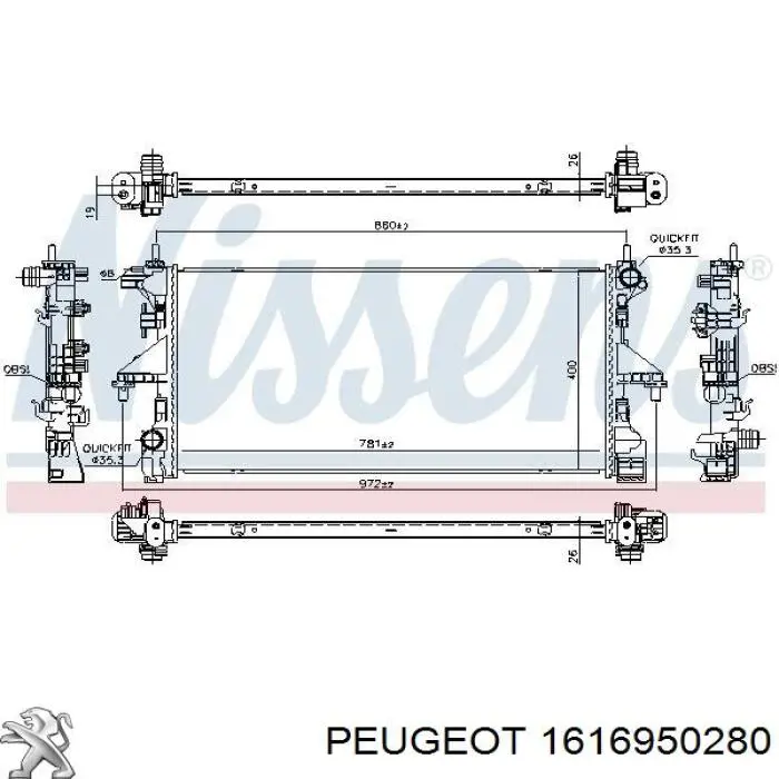 Chłodnica silnika Peugeot/Citroen 1616950280