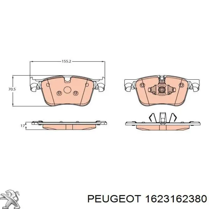 Do koszyka 1623162380 Peugeot/Citroen Klocki hamulcowe przednie tarczowe