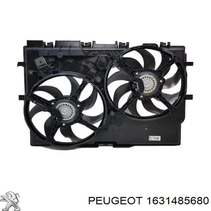 Do koszyka 1631485680 Peugeot/Citroen Dyfuzor chłodnicy, w komplecie z silnikiem i wirnikiem