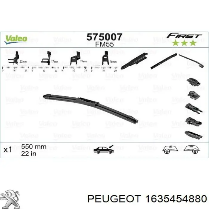 Pióro wycieraczki szyby przedniej kierowcy Peugeot/Citroen 1635454880 cena, od 9,28 USD