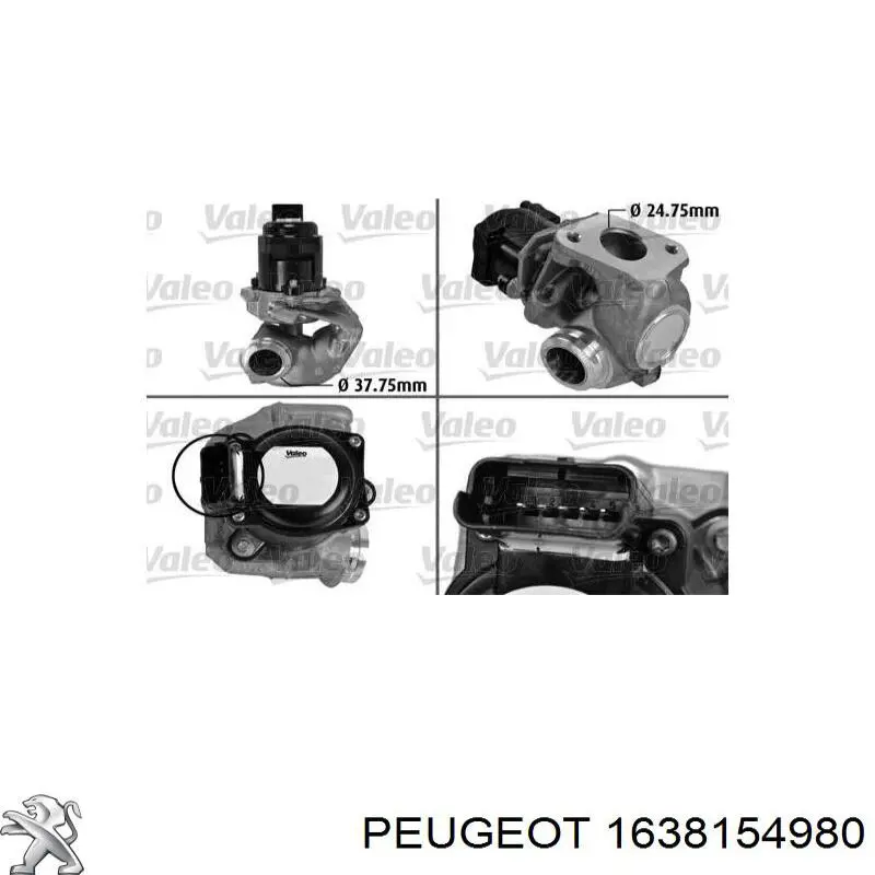 Zawór recyrkulacji spalin EGR 1638154980 Peugeot/Citroen