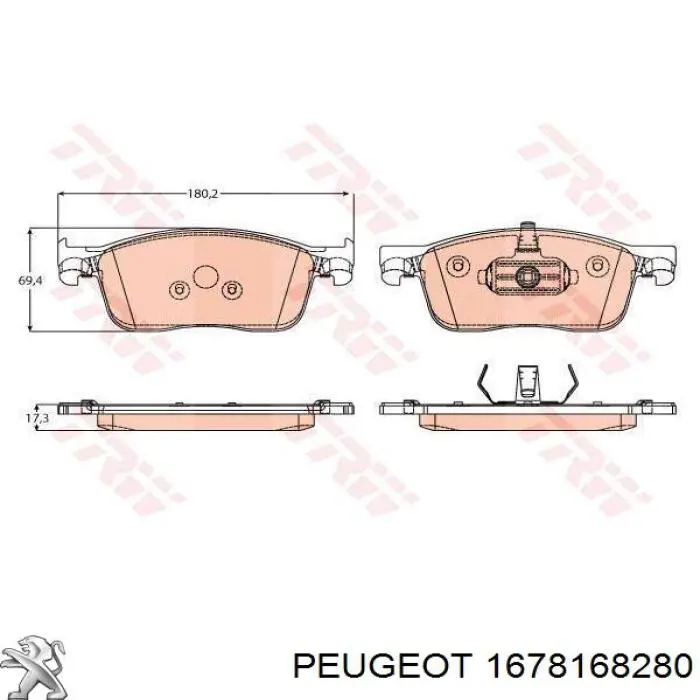 Klocki hamulcowe przednie tarczowe Peugeot/Citroen 1678168280