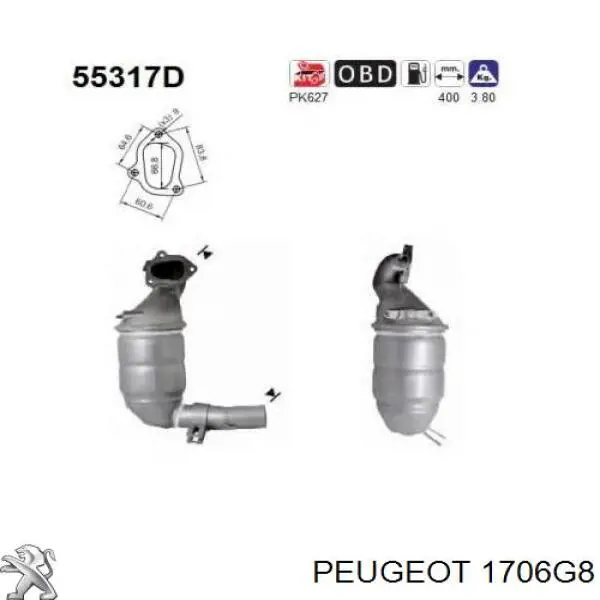 Do koszyka 1706G8 Peugeot/Citroen Łącznik elastyczny wydechu
