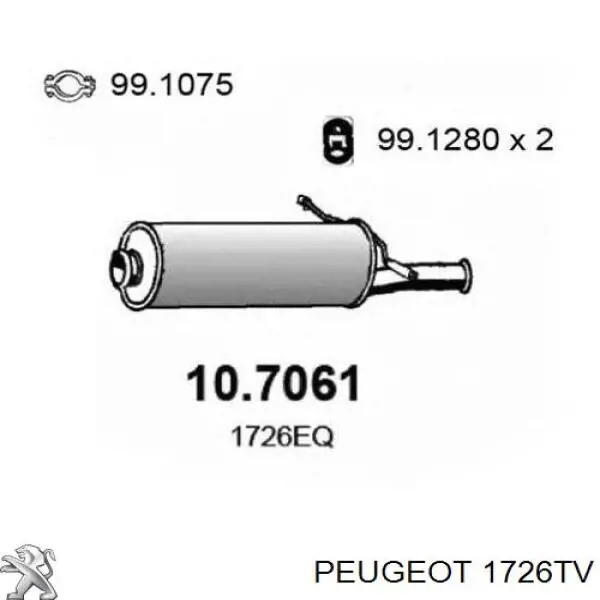 Tłumik, tylna część Peugeot/Citroen 1726TV cena, od 71,18 USD