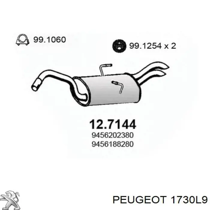 Tłumik, tylna część Peugeot/Citroen 1730L9 cena, od 139,46 USD