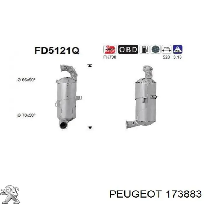 173883 Peugeot/Citroen Filtr cząstek stałych układu wydechowego
