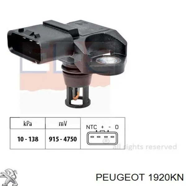 1920KN Peugeot/Citroen czujnik ciśnienia w kolektorze ssącym, map