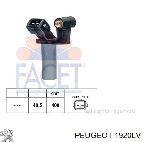 Czujnik położenia wału korbowego Peugeot/Citroen 1920LV cena, od 30,54 USD