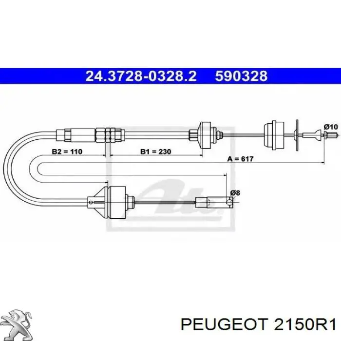Linka sprzęgła Peugeot/Citroen 2150R1 cena, od 21,09 USD