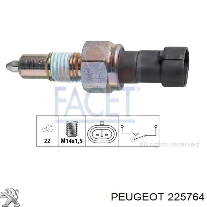 Do koszyka 225764 Peugeot/Citroen Czujnik włączania światła cofania