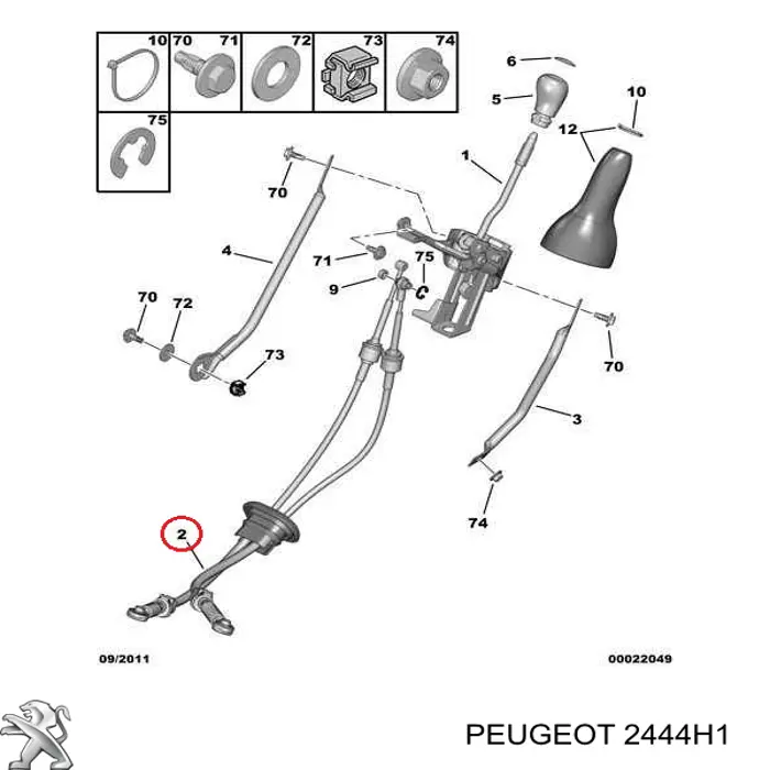Linka dźwigni zmiany biegów podwójna 2444H1 Peugeot/Citroen