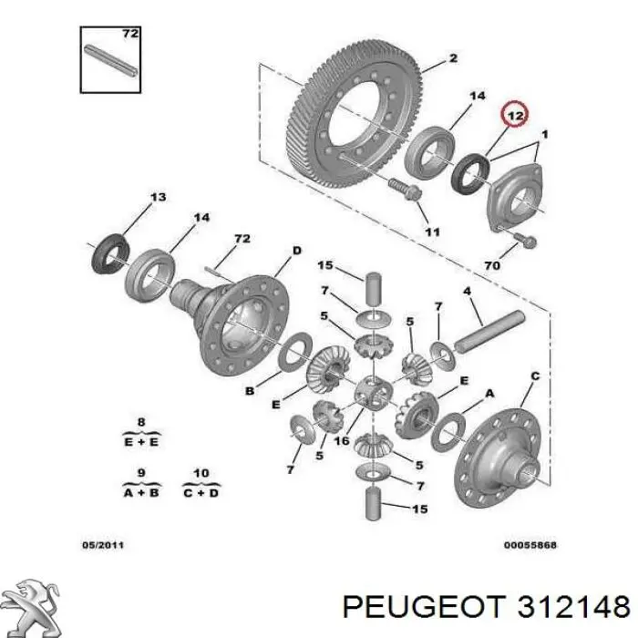 312148 Peugeot/Citroen Uszczelniacz półosi lewej mostu przedniego