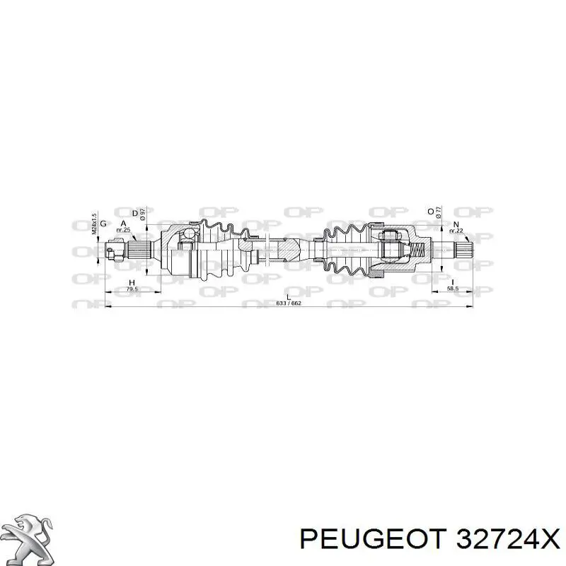 Półoś napędowa przednia lewa Peugeot/Citroen 9637378180 cena, od 52,78 USD