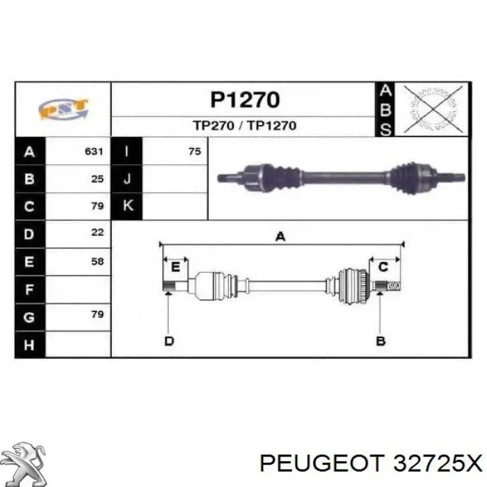 32725X Peugeot/Citroen Półoś napędowa przednia lewa