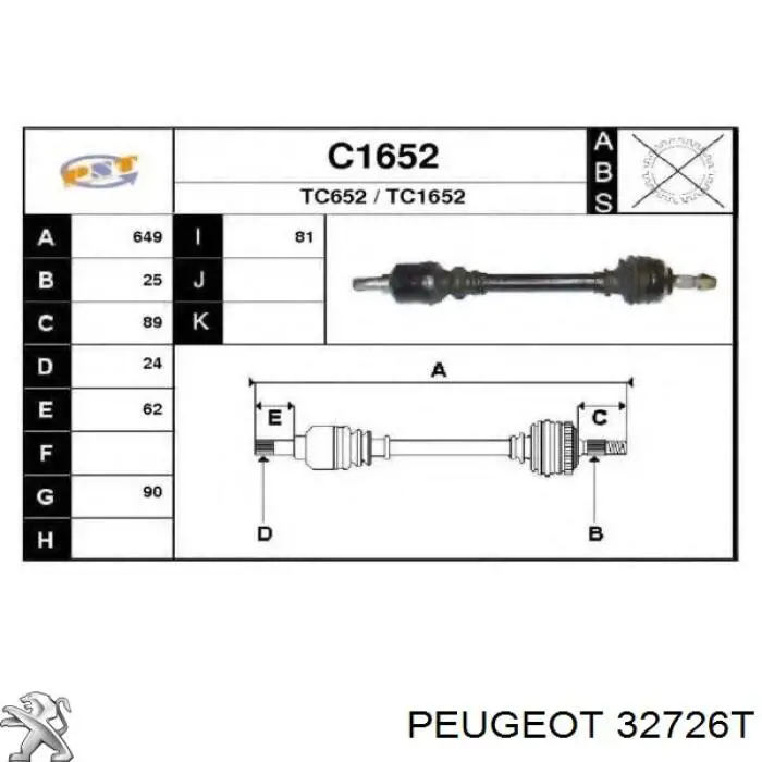 Półoś napędowa przednia lewa Citroen C5 (DC)