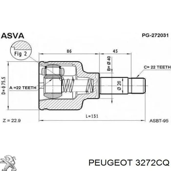3272CQ Peugeot/Citroen Półoś napędowa przednia lewa