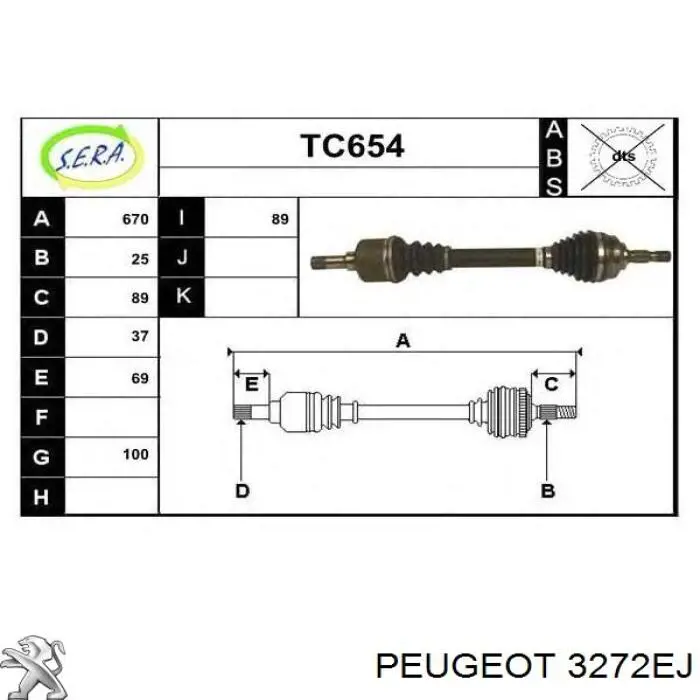 3272EJ Peugeot/Citroen przegub homokinetyczny przedni zewnętrzny