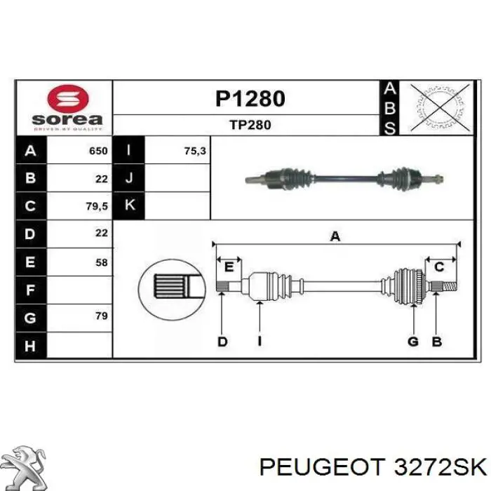 Półoś napędowa przednia lewa Peugeot/Citroen 1608900780 cena, od 129,50 USD