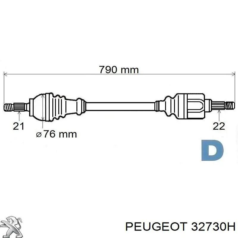 32730H Peugeot/Citroen półoś napędowa przednia prawa