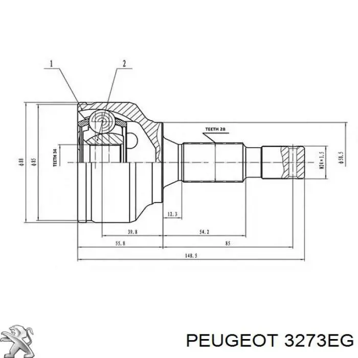 Półoś napędowa przednia prawa Peugeot/Citroen 3273EG cena, od 81,72 USD