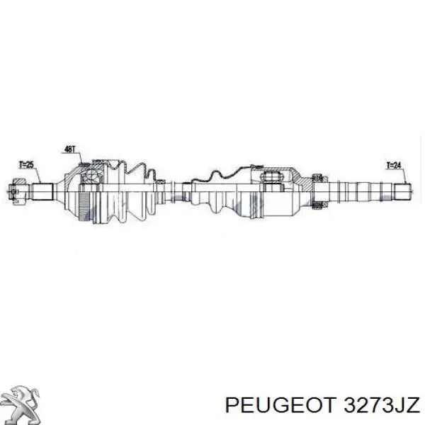 3273JZ Peugeot/Citroen Półoś napędowa przednia prawa