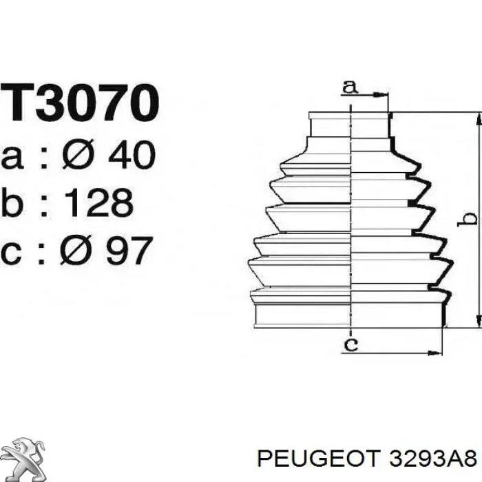 Do koszyka 3293A8 Peugeot/Citroen Osłona przegubu homokinetycznego półosi przedniej zewnętrzna