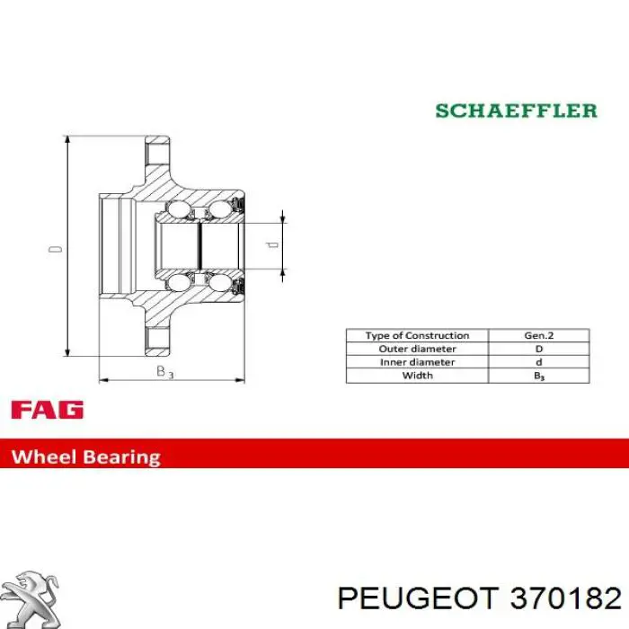 Piasta tylna 370182 Peugeot/Citroen