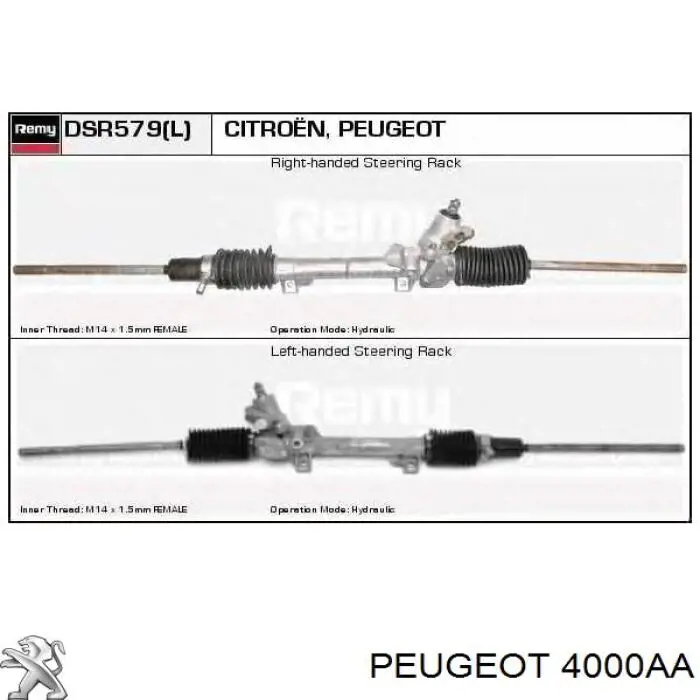 Listwa kierownicza (maglownica) Peugeot/Citroen 4000AA cena, od 63,38 USD