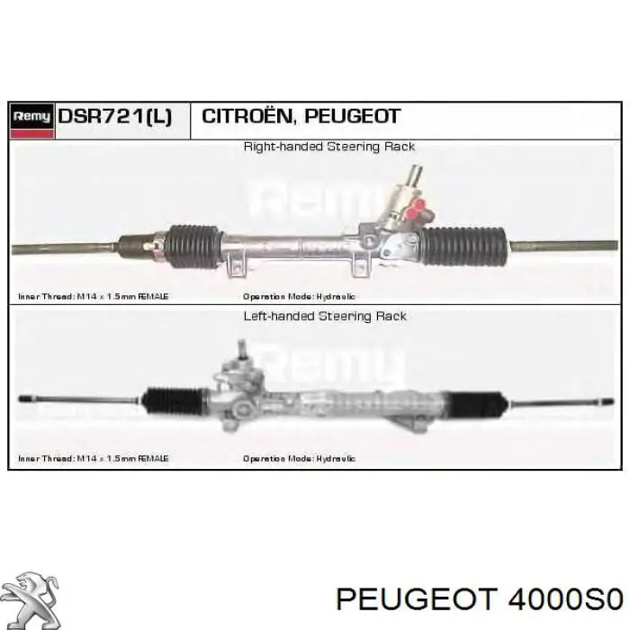 Listwa kierownicza (maglownica) Peugeot/Citroen 4000S0 cena, od 173,00 USD