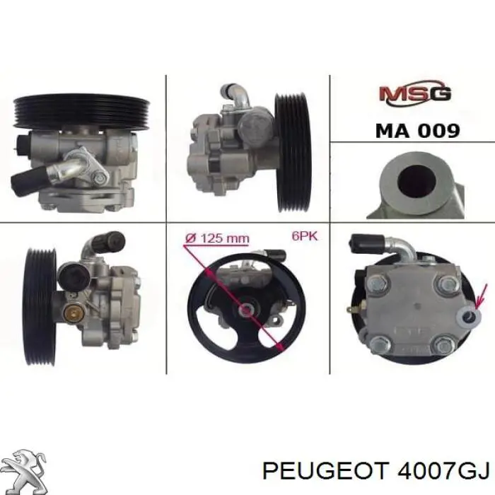 4007GJ Peugeot/Citroen Pompa wspomagania hydraulicznego kierownicy