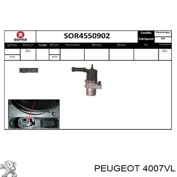 Do koszyka 4007VL Peugeot/Citroen Pompa wspomagania hydraulicznego kierownicy
