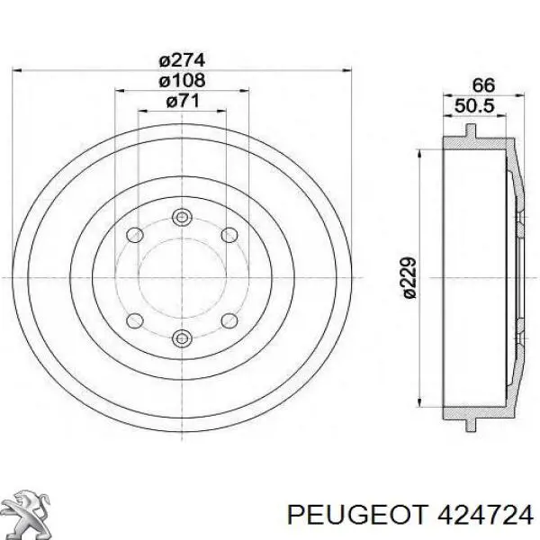 Do koszyka 424724 Peugeot/Citroen Bęben hamulcowy tylny