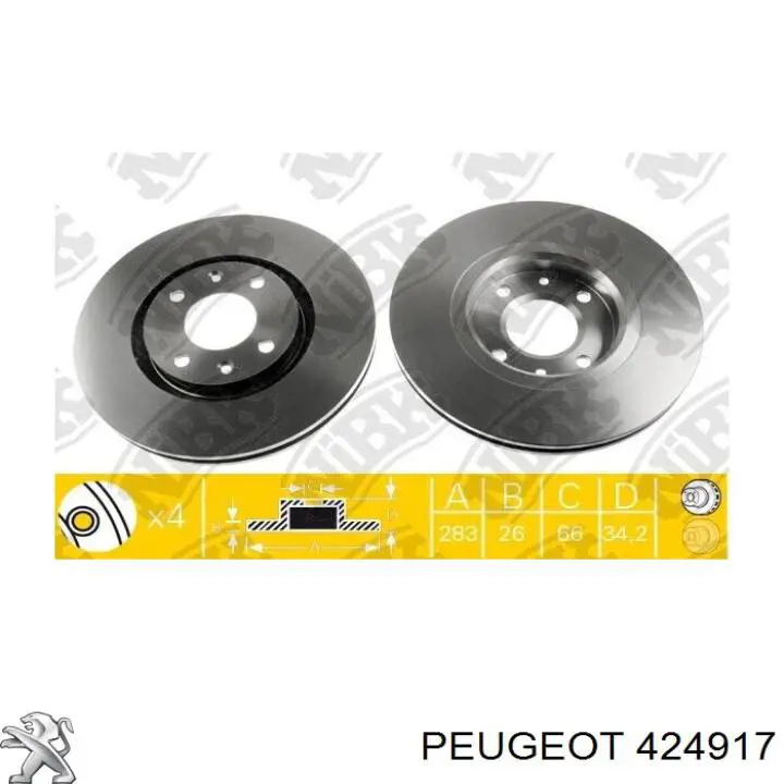 Tarcza hamulcowa przednia Peugeot/Citroen 424917 cena, od 71,14 USD