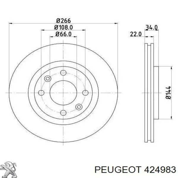 424983 Peugeot/Citroen Tarcza hamulcowa przednia