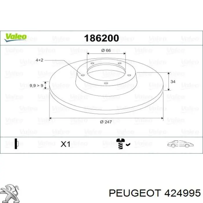 Tarcza hamulcowa przednia Peugeot/Citroen 424995 cena, od 27,81 USD