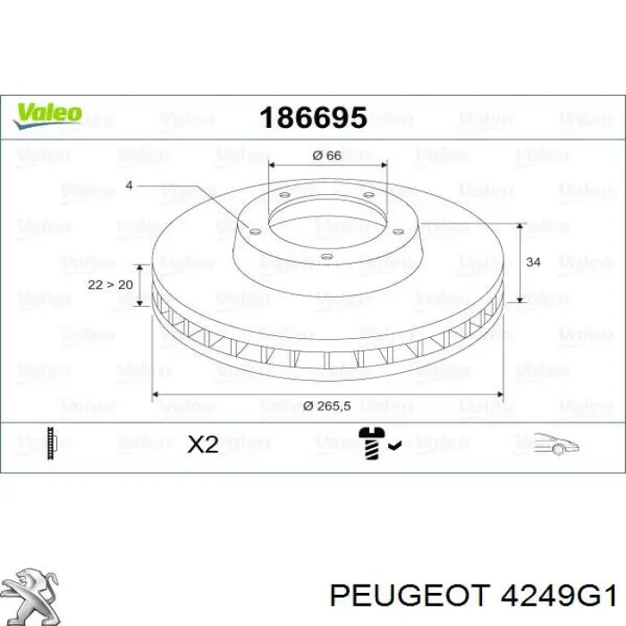 Tarcza hamulcowa przednia Peugeot/Citroen 4249G1 cena, od 68,48 USD