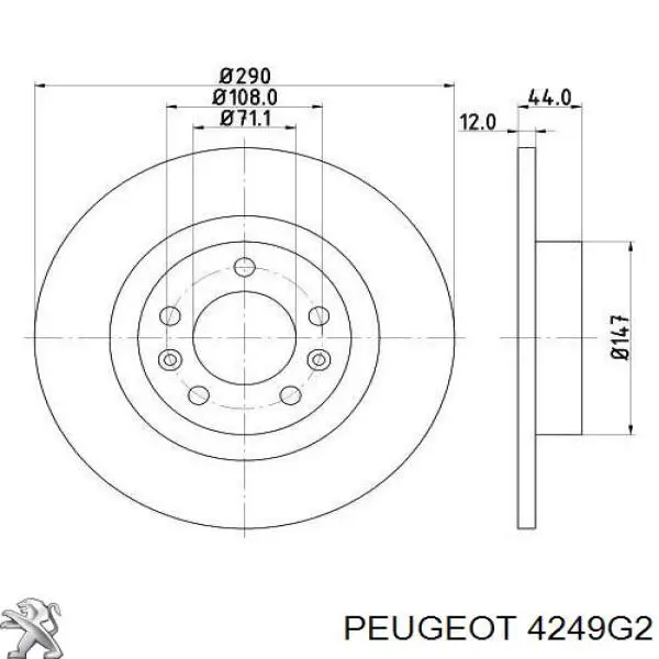Tarcza hamulcowa tylna Peugeot/Citroen 4249G2 cena, od 48,75 USD