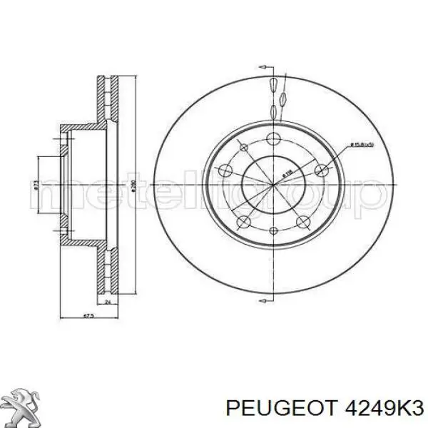 Tarcza hamulcowa przednia Peugeot/Citroen 4249K3 cena, od 65,11 USD