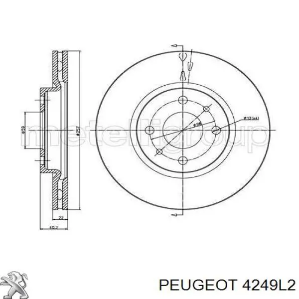 Do koszyka 4249L2 Peugeot/Citroen Tarcza hamulcowa przednia