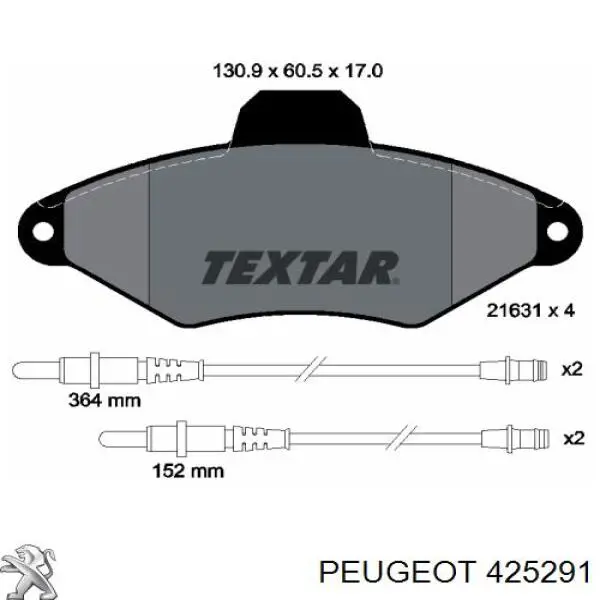 Klocki hamulcowe przednie tarczowe Peugeot/Citroen 425291 cena, od 29,20 USD