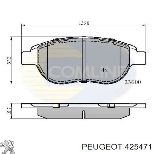 Klocki hamulcowe przednie tarczowe Peugeot/Citroen 425471 cena, od 24,86 USD