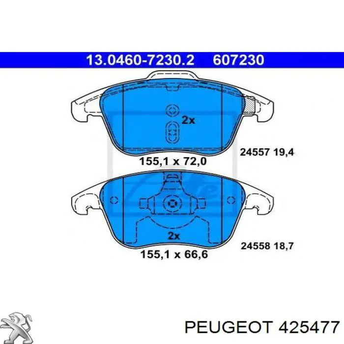 Do koszyka 425477 Peugeot/Citroen Klocki hamulcowe przednie tarczowe